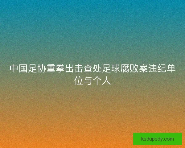 中国足协重拳出击查处足球腐败案违纪单位与个人 中国足协重拳出击查处足球腐败案违纪单位与个人