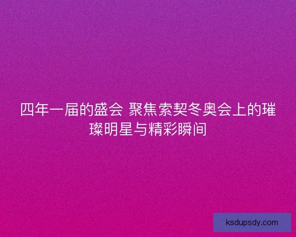 四年一届的盛会 聚焦索契冬奥会上的璀璨明星与精彩瞬间