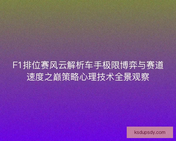 F1排位赛风云解析车手极限博弈与赛道速度之巅策略心理技术全景观察 F1排位赛风云解析车手极限博弈与赛道速度之巅策略心理技术全景观察